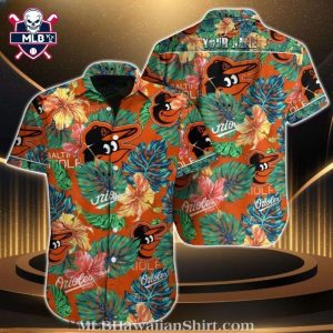 Baltimore Orioles Lush Tropical Customizable Hawaiian Shirt