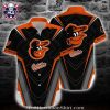 Baltimore Orioles Logo And Leaf Silhouette Hawaiian Shirt