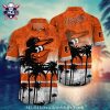 Baltimore Orioles Monochrome Floral And Logo Hawaiian Shirt