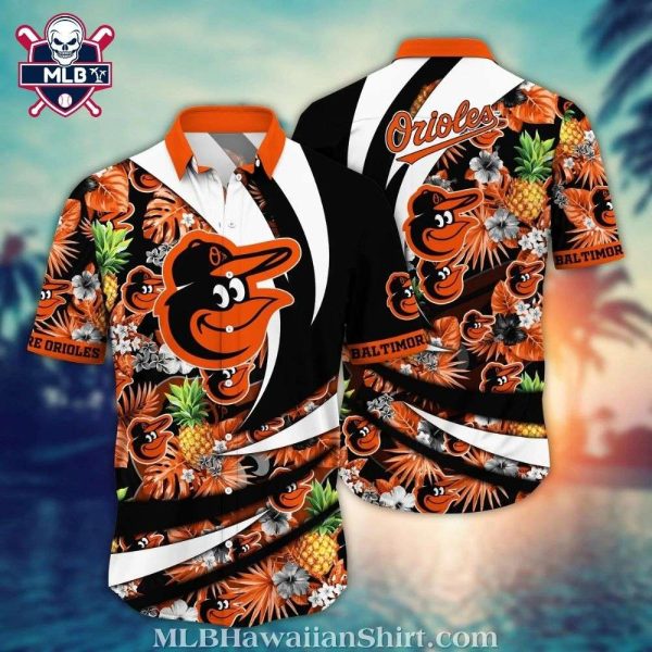 Baltimore Orioles Modern Split Design Tropical Team Hawaiian Shirt