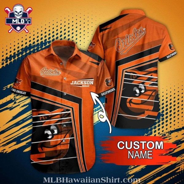 Baltimore Orioles Modern Striped Custom Name Hawaiian Shirt