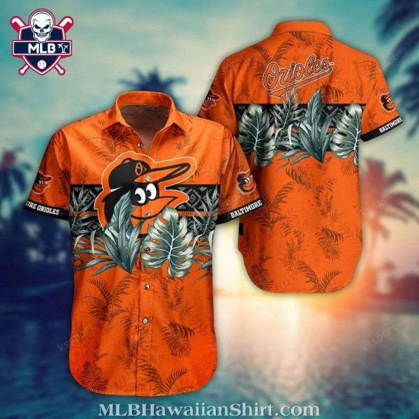 Baltimore Orioles Palm Fronds And Logo Tropical Shirt