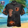 Baltimore Orioles Lush Tropical Flora Orange Aloha Shirt