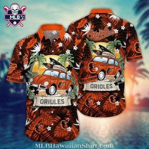 Baltimore Orioles Retro Car And Palm Hawaiian Shirt