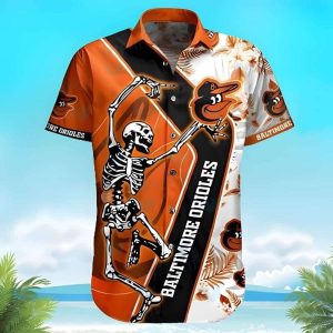 Baltimore Orioles Skeleton Pitch Hawaiian Shirt