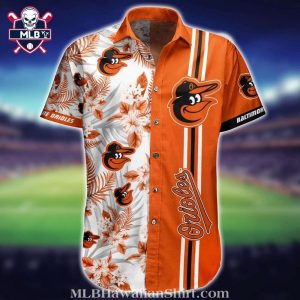 Baltimore Orioles Sporty Stripe And Floral Aloha Shirt 1