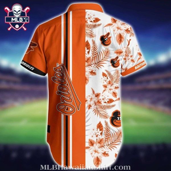 Baltimore Orioles Sporty Stripe And Floral Aloha Shirt