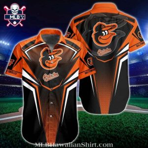 Baltimore Orioles Striking Orange Panel Aloha Shirt