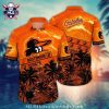 Baltimore Orioles Sunrise Stripe Tropical Hawaiian Shirt