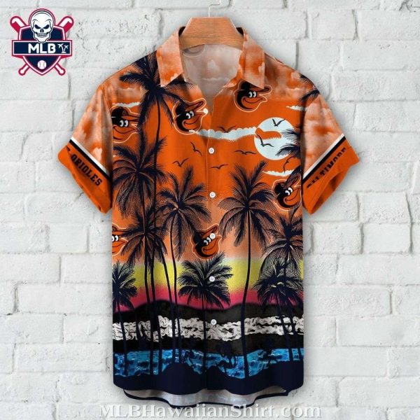 Baltimore Orioles Sunset Palms Tropical Shirt