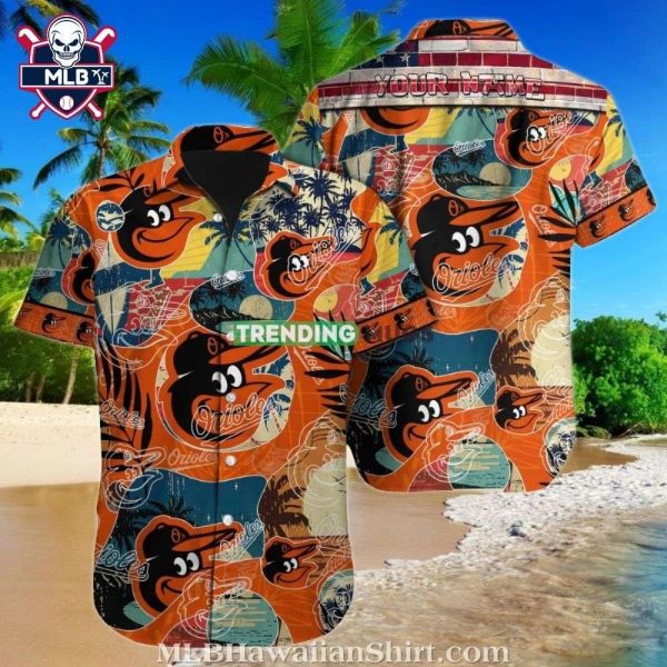 Baltimore Orioles Surf And Palm Trending Custom Hawaiian Shirt