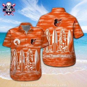 Baltimore Orioles Surfboard Sunset Hawaiian Shirt