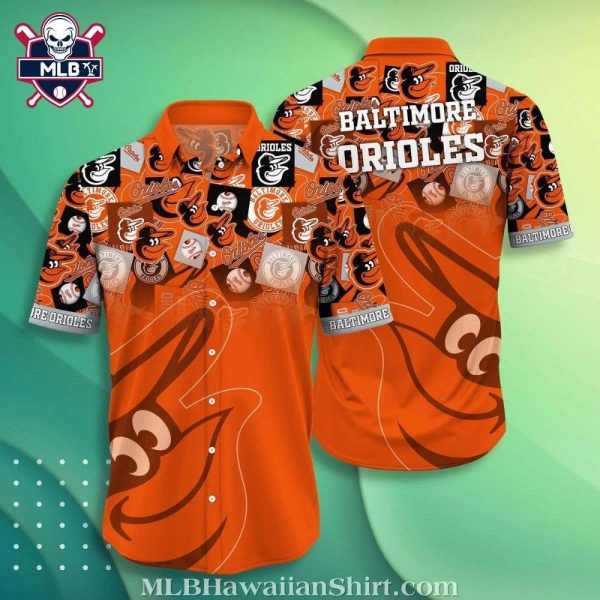 Baltimore Orioles Swirl Logo Party Hawaiian Shirt