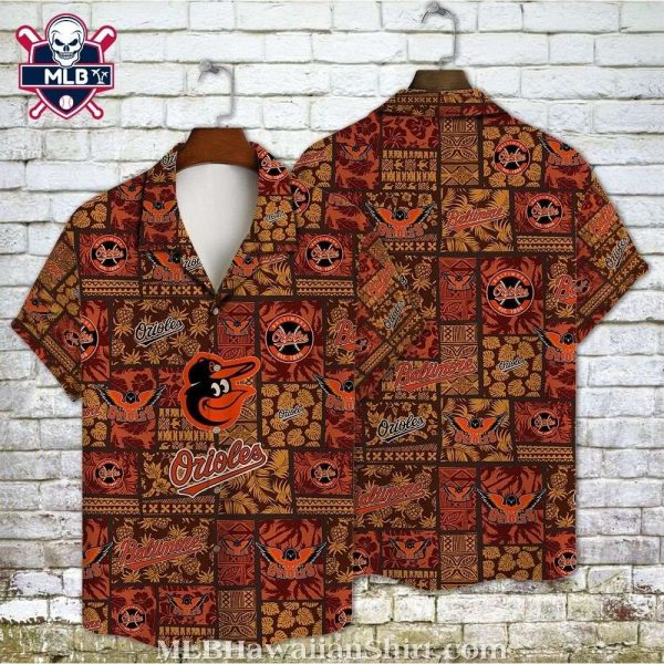 Baltimore Orioles Traditional Brown Tribal Pattern Hawaiian Shirt