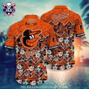 Baltimore Orioles Tropical Hibiscus And Palm Hawaiian Shirt