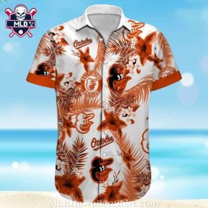 Baltimore Orioles Tropical Hibiscus Hawaiian Shirt