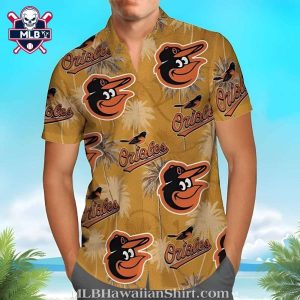 Baltimore Orioles Tropical Palms Aloha Shirt