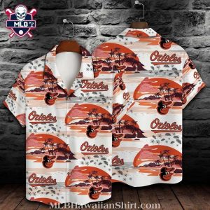 Baltimore Orioles Tropical Sunset And Beach Hawaiian Shirt