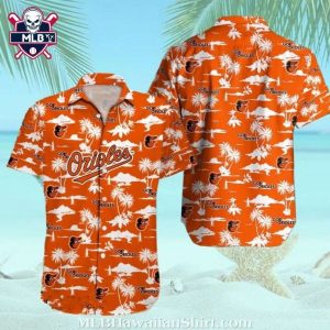 Baltimore Orioles Tropical Sunset Palm Tree Hawaiian Shirt