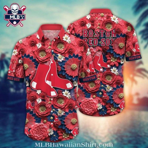 Boston Red Sox Full Bloom Red Floral Aloha Shirt