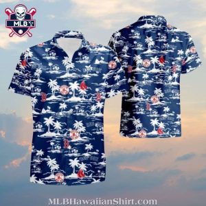 Boston Red Sox Nautical And Palm Theme Aloha Shirt