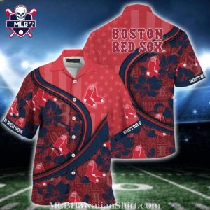 Boston Red Sox Patriotic Stars And Stripes Aloha Shirt