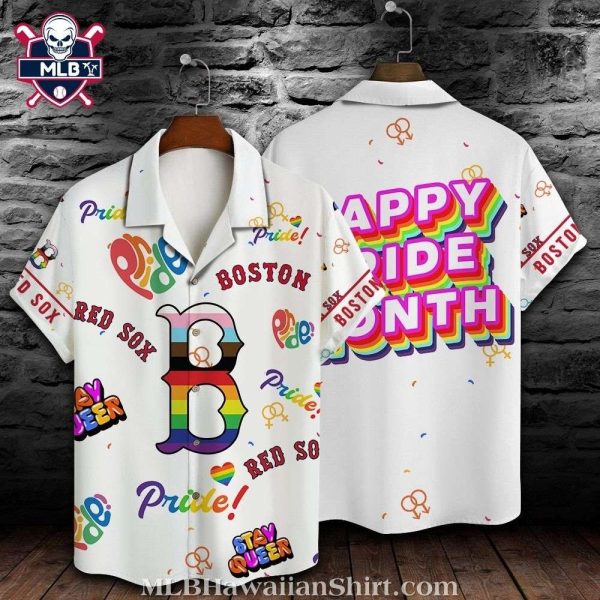 Boston Red Sox Pride Hawaiian Shirt With Rainbow Colors