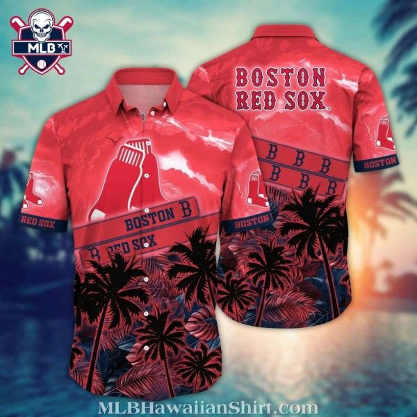 Boston Red Sox Sunset Palm Hawaiian Shirt