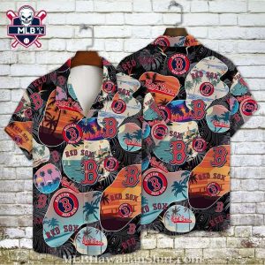 Boston Red Sox Sunset Palms Retro Summer Pattern Hawaiian Shirt