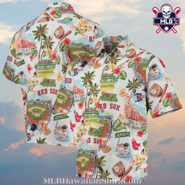 Boston Red Sox Tropical Vacation Scenic Hawaiian Shirt