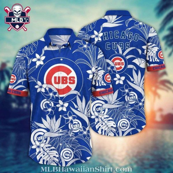 Chicago Cubs Classic Floral MLB Hawaiian Shirt – Blue White Blossom Print