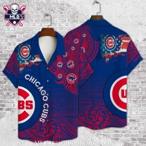 Chicago Cubs Navy Paisley Bandana Print Hawaiian Shirt