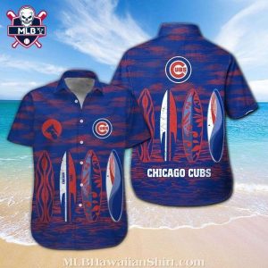 Chicago Cubs Surf’s Up MLB Hawaiian Shirt – Red Blue Surfboard Pattern