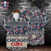 Chicago Cubs Custom Name Navy Floral Hawaiian Shirt