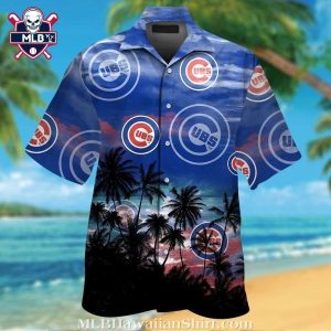 Chicago Cubs Tropical Dusk MLB Hawaiian Shirt – Palm Silhouette Horizon