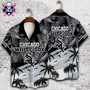 Chicago White Sox Hawaiian Shirt With Tropical Palm Silhouette And Seagull Graphics