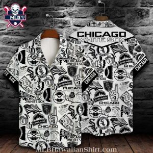 Chicago White Sox Iconic Black And White Graffiti Hawaiian Shirt