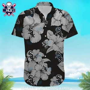 Chicago White Sox Large White Hibiscus Flowers Hawaiian Shirt