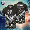 Chicago White Sox Hawaiian Shirt With Tropical Palm Silhouette And Seagull Graphics