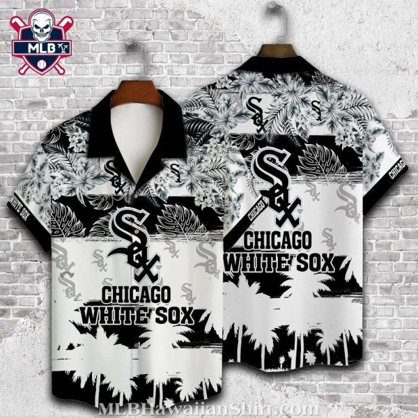 Chicago White Sox Monochrome Floral Silhouette Hawaiian Shirt