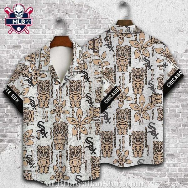 Chicago White Sox Ornate Tribal Beige Hawaiian Shirt