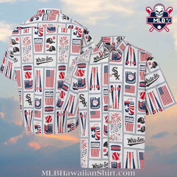 Chicago White Sox Patriotic Fireworks And Flags Hawaiian Shirt