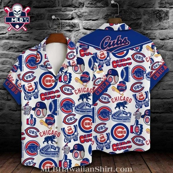 Classic Chicago Cubs Logo White Blue Hawaiian Shirt – Cubs Tropical Shirt