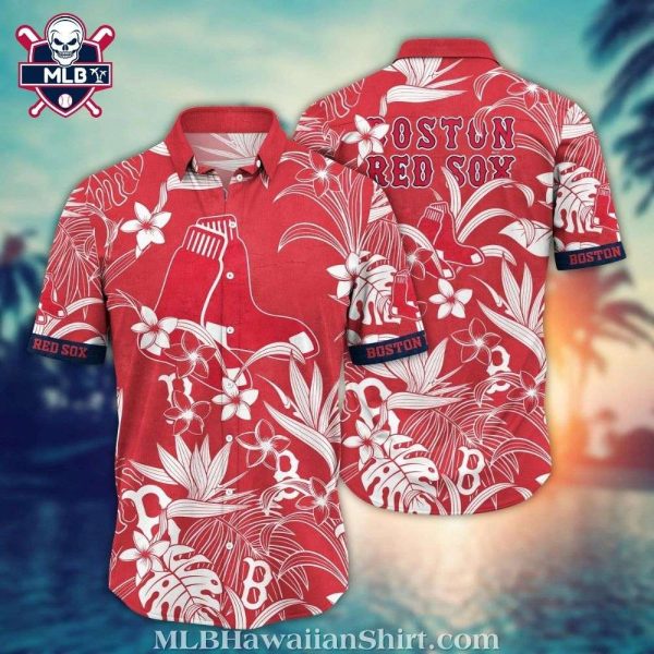 Classic White Floral Boston Red Sox Tropical Shirt