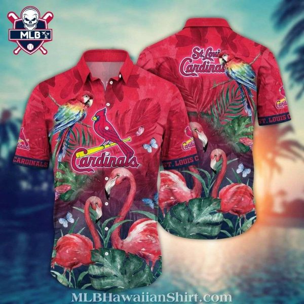 Crimson Flamingo St. Louis Cardinals Tropical Hawaiian Shirt