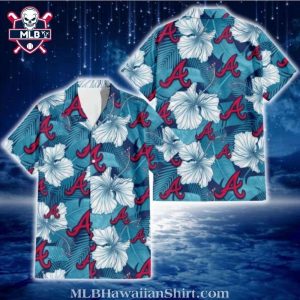 Crisp Teal Stripe Atlanta Braves Hawaiian Shirt