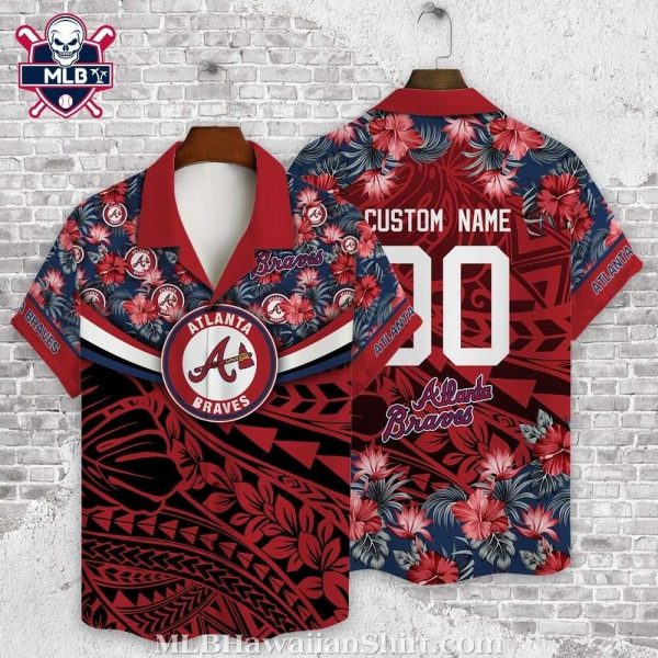 Customizable Atlanta Braves Floral Accent Hawaiian Shirt – Tropical Red