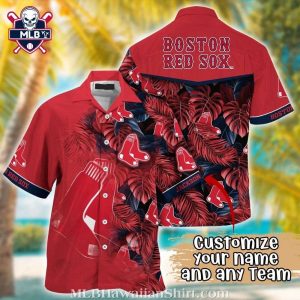 Customizable Boston Red Sox Hawaiian Red Aloha Shirt