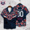 Boston Red Sox Red Wave And Floral Customizable Aloha Shirt