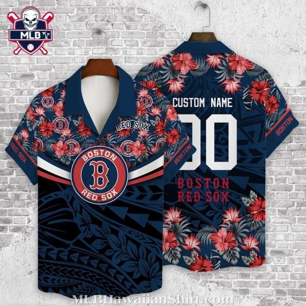 Customizable Boston Red Sox Tropical Floral Hawaiian Shirt